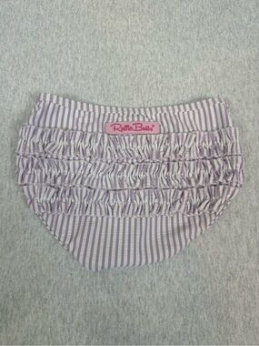 RuffleButts Seersucker Ruffle Swim Bottoms - Purple/White - 4T